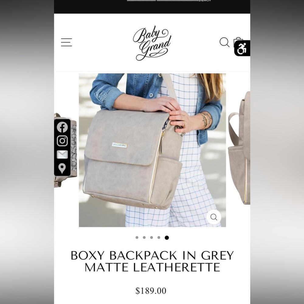 Baby Grand Boxy Backpack in Grey Matte Leatherette